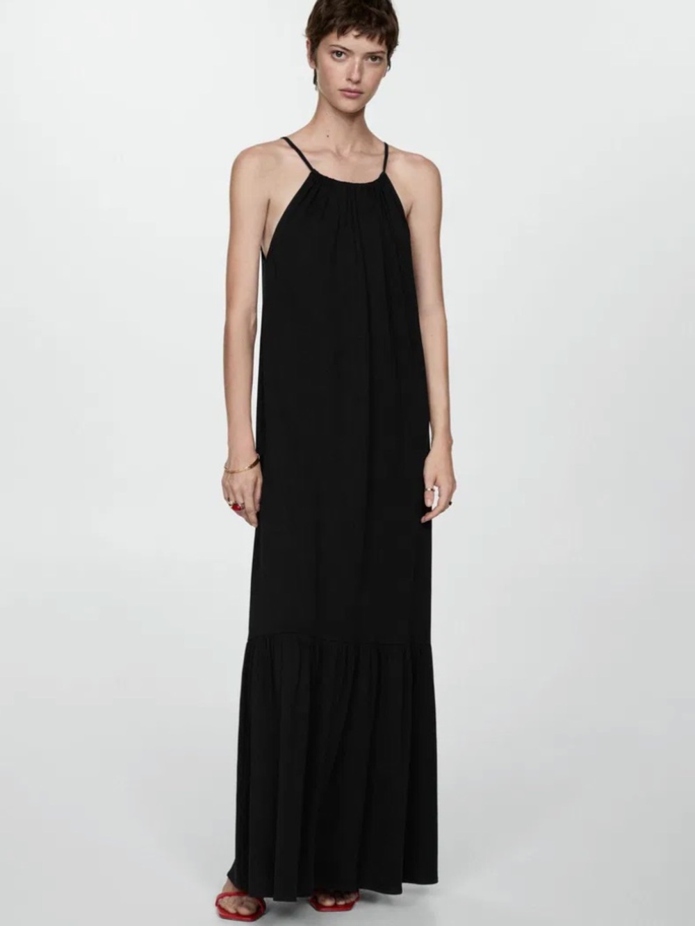 Mango Black Maxi Halter Dress